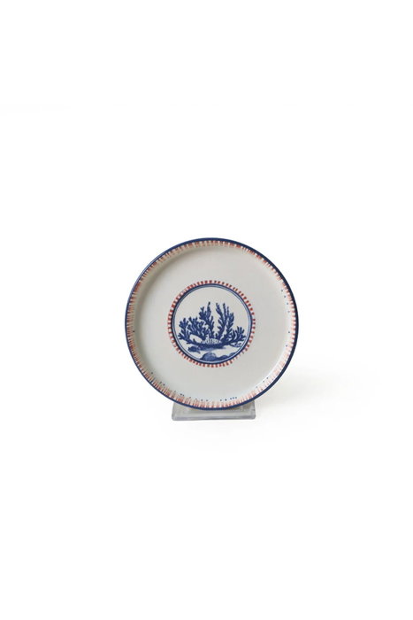 Hermia Juego de Tazas de Té y Platillos Blanco y Azul Marino (12 Piezas)